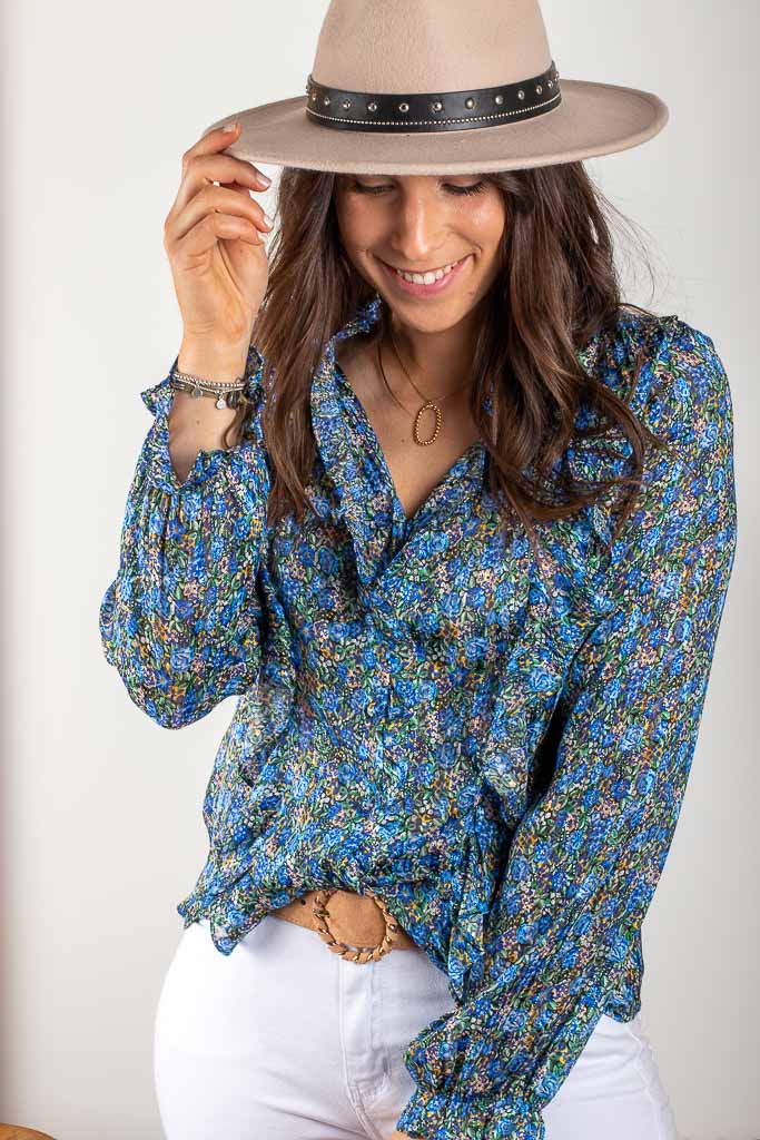 Blouse JOUR bleue à fleurs