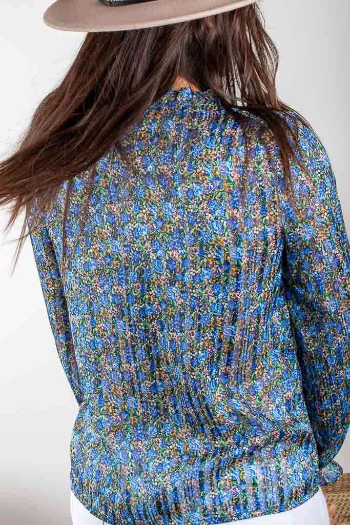 Blouse JOUR bleue à fleurs