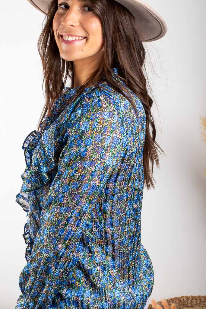 Blouse JOUR bleue à fleurs